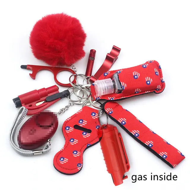 11pcs Self-Defense Keychain Set Multi-Function Keyring