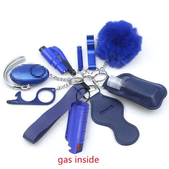 11pcs Self-Defense Keychain Set Multi-Function Keyring