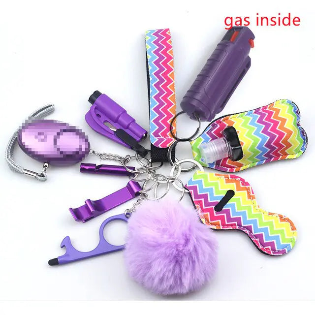 11pcs Self-Defense Keychain Set Multi-Function Keyring