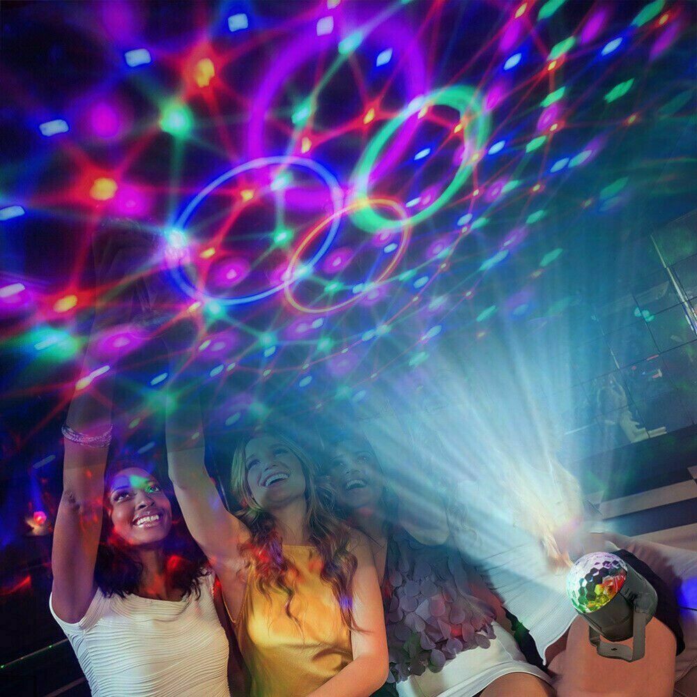 Luces de fiesta de discoteca, luz estroboscópica LED, bola de DJ, bombilla activada por sonido, lámpara de baile, decoración