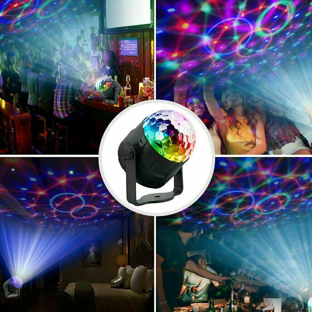 Luces de fiesta de discoteca, luz estroboscópica LED, bola de DJ, bombilla activada por sonido, lámpara de baile, decoración