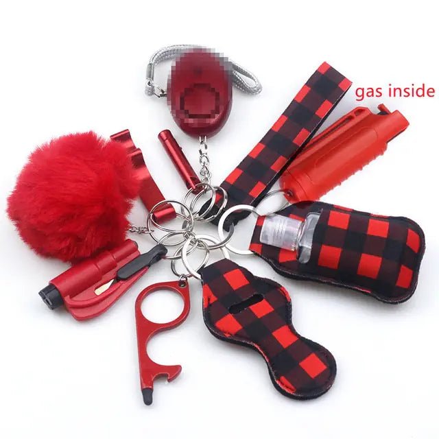 11pcs Self-Defense Keychain Set Multi-Function Keyring