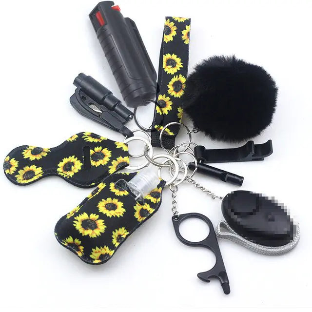 11pcs Self-Defense Keychain Set Multi-Function Keyring