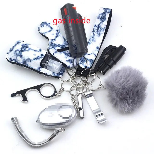 11pcs Self-Defense Keychain Set Multi-Function Keyring