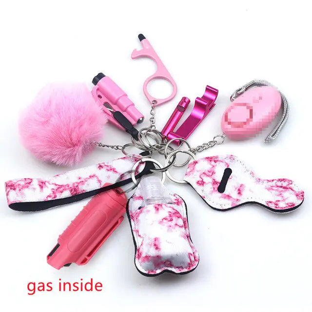 11pcs Self-Defense Keychain Set Multi-Function Keyring