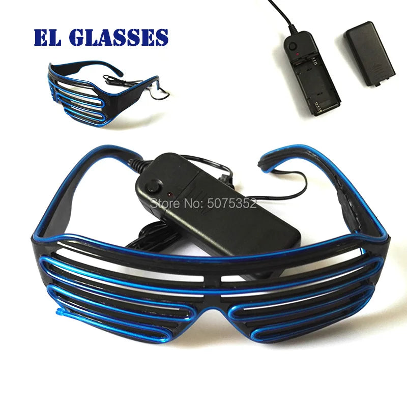 Lunettes de soleil à obturateur lumineux de carnaval, lunettes de soleil à LED, lunettes de soleil de danse DJ EL, lunettes néon pour accessoire de club de Noël lumineux 