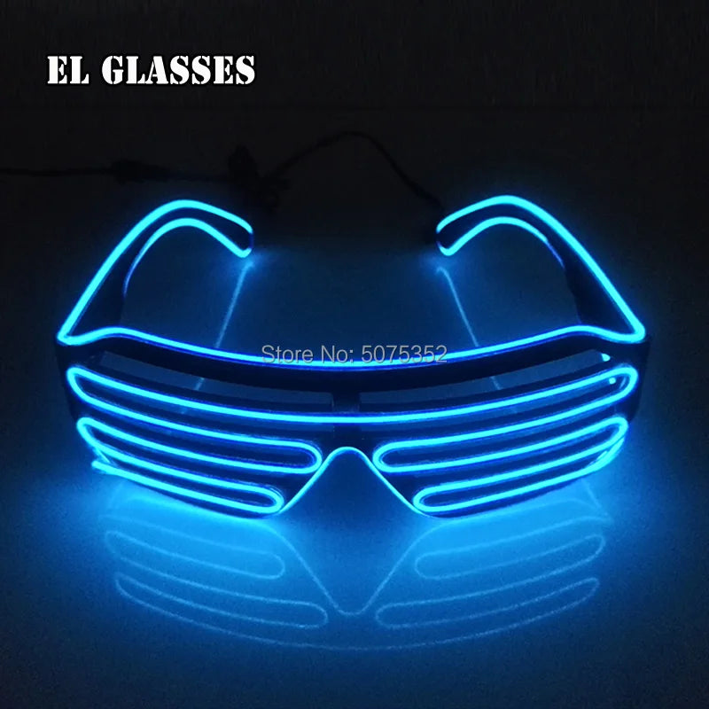 Lunettes de soleil à obturateur lumineux de carnaval, lunettes de soleil à LED, lunettes de soleil de danse DJ EL, lunettes néon pour accessoire de club de Noël lumineux 