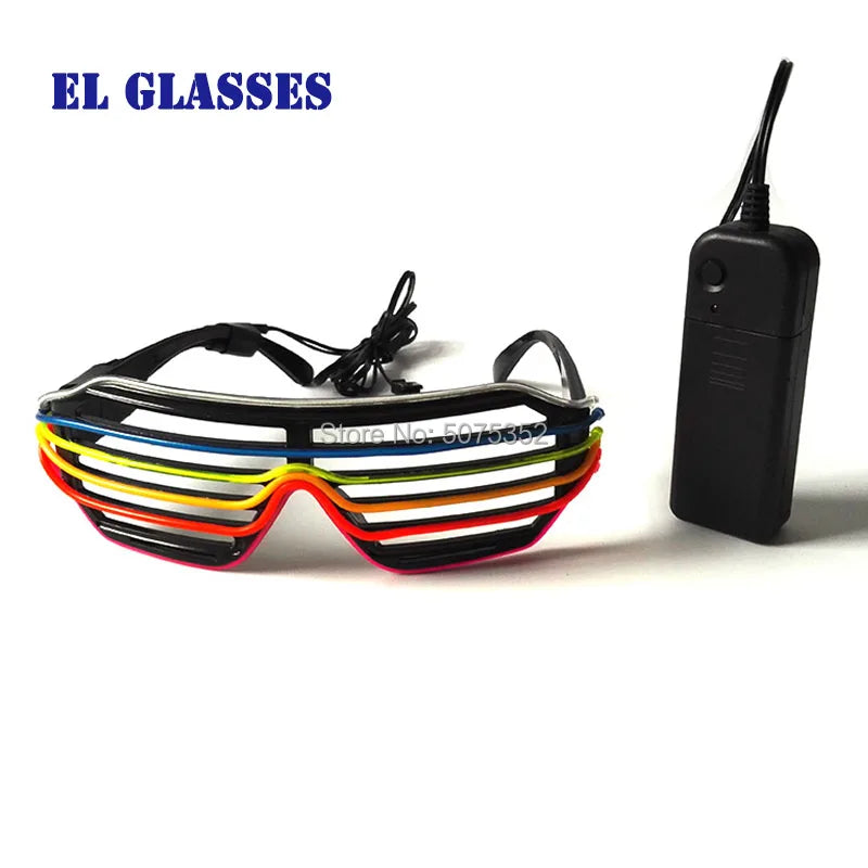 Lunettes de soleil à obturateur lumineux de carnaval, lunettes de soleil à LED, lunettes de soleil de danse DJ EL, lunettes néon pour accessoire de club de Noël lumineux 