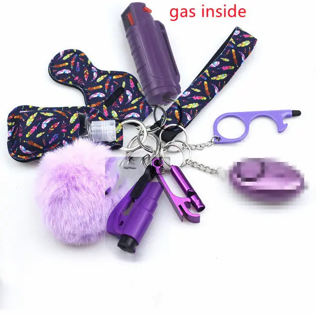 11pcs Self-Defense Keychain Set Multi-Function Keyring