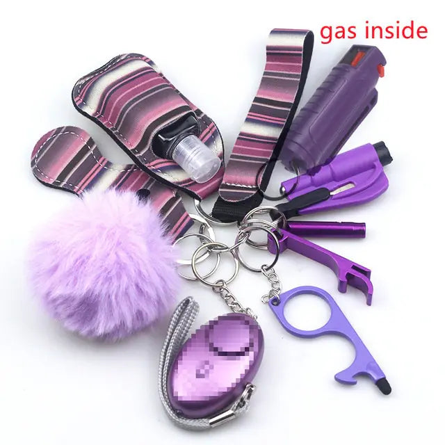 11pcs Self-Defense Keychain Set Multi-Function Keyring