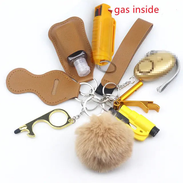 11pcs Self-Defense Keychain Set Multi-Function Keyring