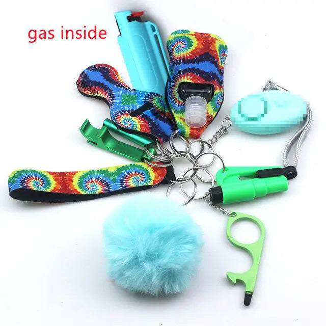 11pcs Self-Defense Keychain Set Multi-Function Keyring