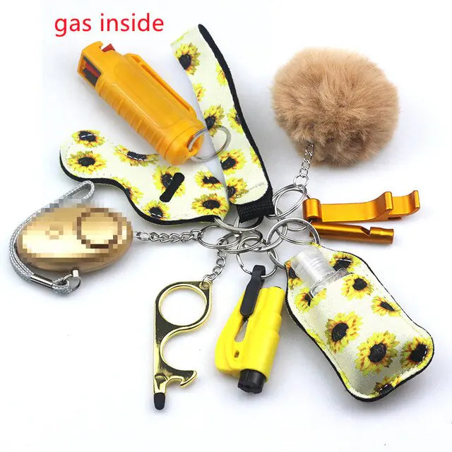 11pcs Self-Defense Keychain Set Multi-Function Keyring