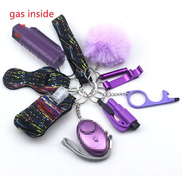 11pcs Self-Defense Keychain Set Multi-Function Keyring