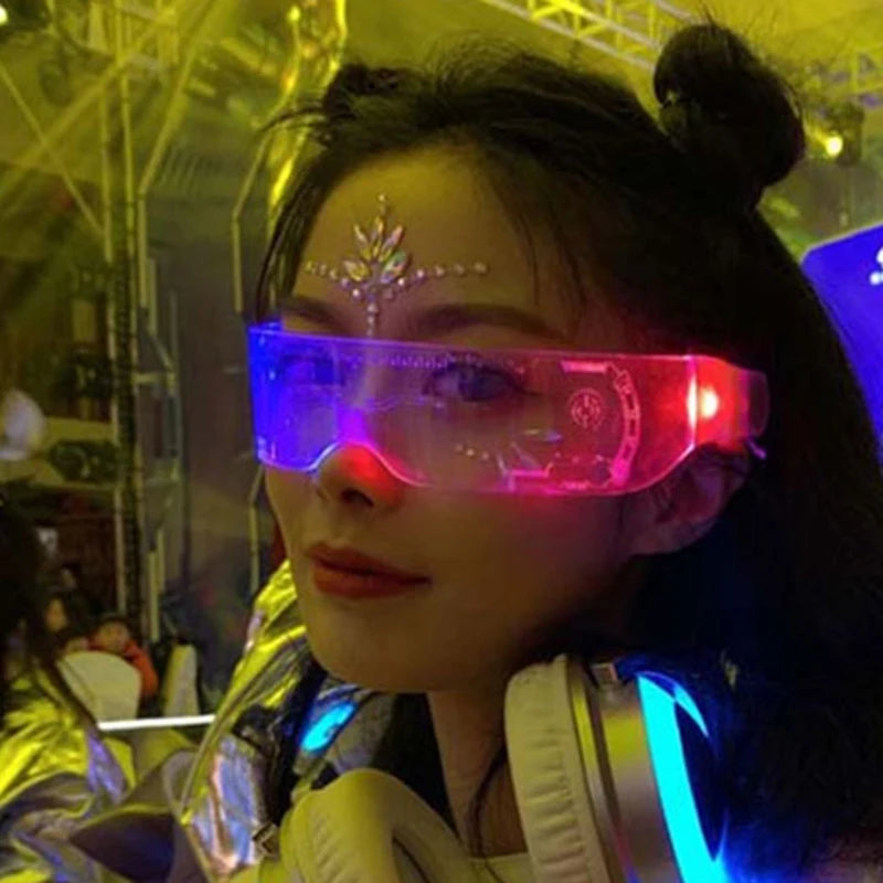 Fashion Luminous Decorative Glasses Neon Light Decoration LED Sunglasses For Nightclub DJ Dance Music Rave Costume Night