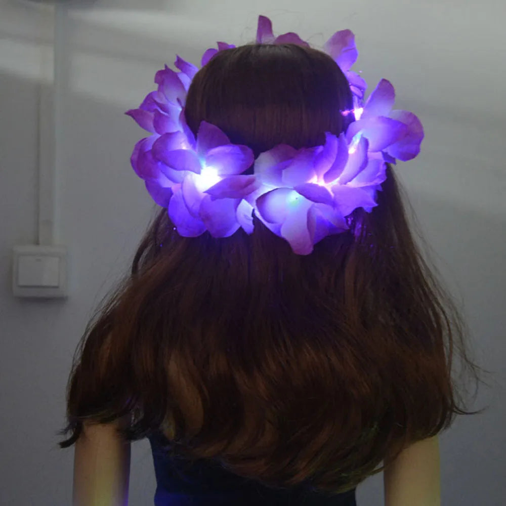 Festival Flower Crown Light-Up Hawaiian Lei Headband Wreath