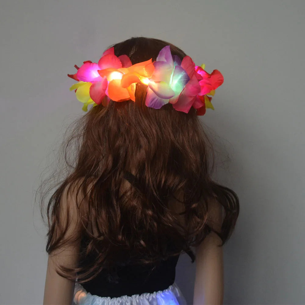 Festival Flower Crown Light-Up Hawaiian Lei Headband Wreath