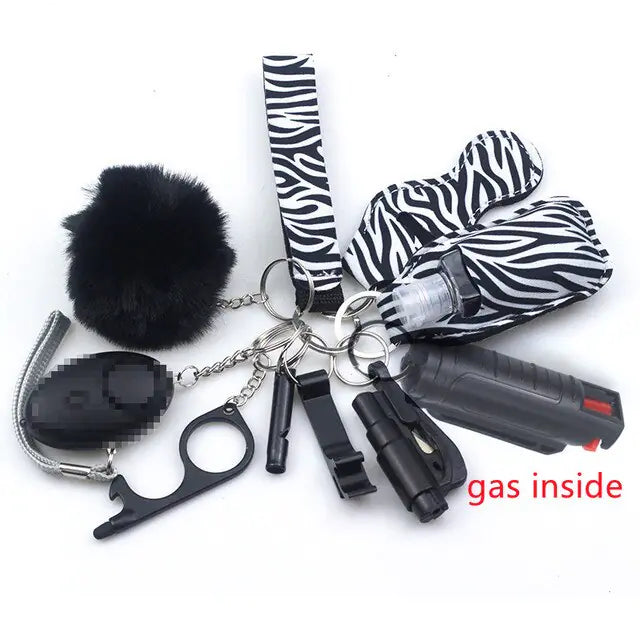 11pcs Self-Defense Keychain Set Multi-Function Keyring