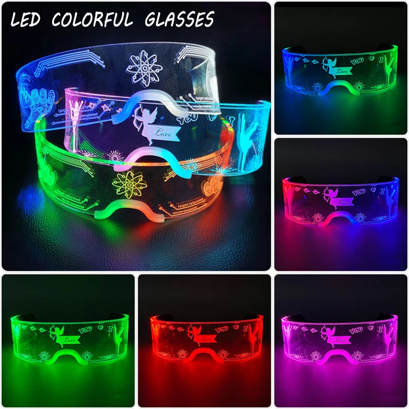 Fashion Luminous Decorative Glasses Neon Light Decoration LED Sunglasses For Nightclub DJ Dance Music Rave Costume Night