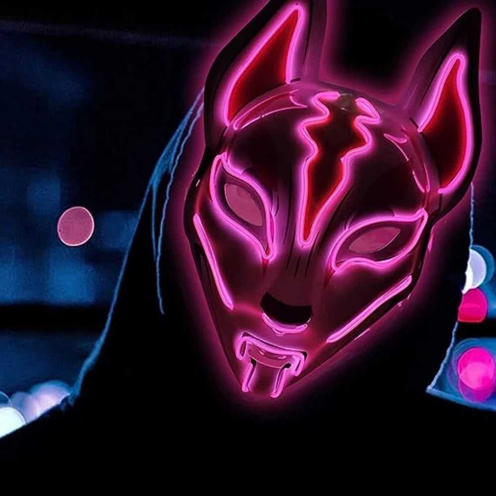 Light Up Fox LED Party Mask Halloween Cosplay Glowing Wolf Mask