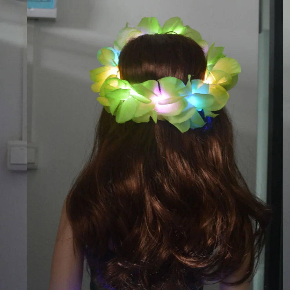 Festival Flower Crown Light-Up Hawaiian Lei Headband Wreath