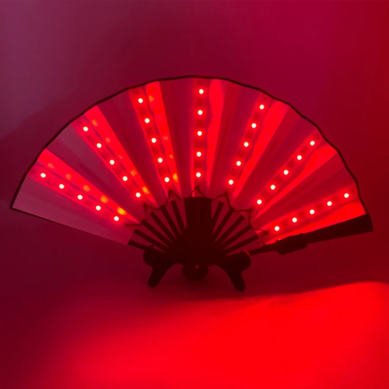 Fluorescent Flashing Fan With LED Lights Remote Control Glowing Foldable Hand Fan Party Performance  Dj Bar Club Decoration