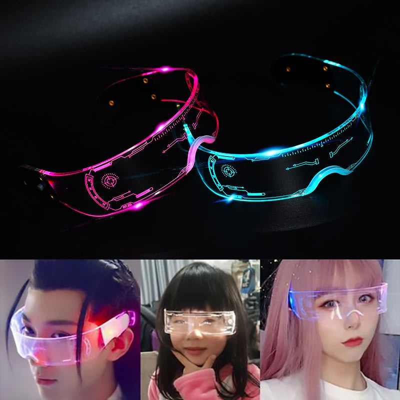 Gafas de sol luminosas con luz LED, gafas de fiesta Cyberpunk, máscaras de neón, juguetes, gafas decorativas para conciertos vocales, DJ 