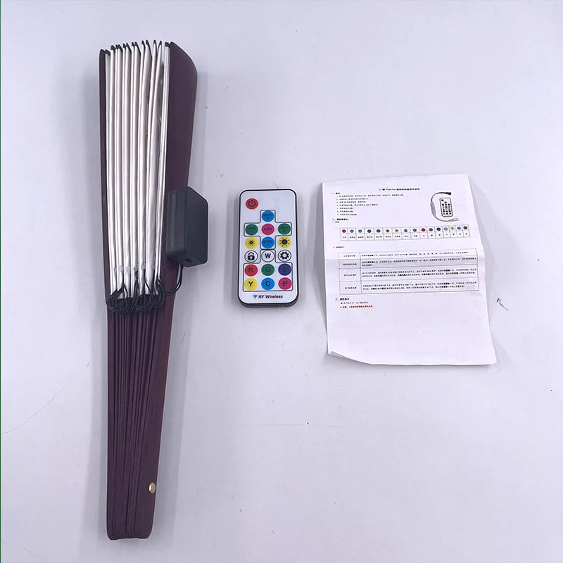 Fluorescent LED Hand Fan Remote Control Glowing Foldable Fan