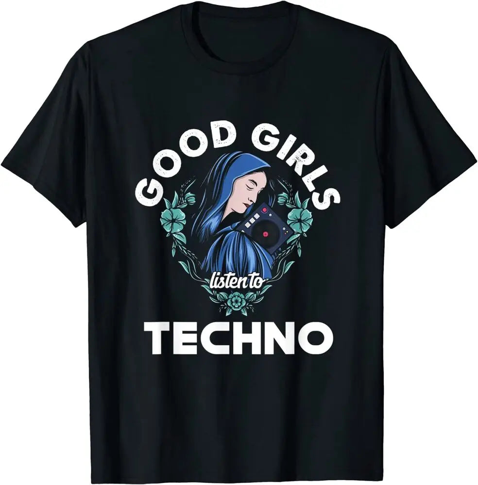 Camiseta de buenas chicas que escuchan música techno house, rave, dj, electro edm 