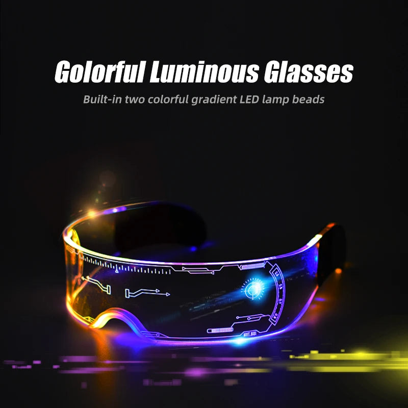 Gafas de sol luminosas con luz LED, gafas de fiesta Cyberpunk, máscaras de neón, juguetes, gafas decorativas para conciertos vocales, DJ 