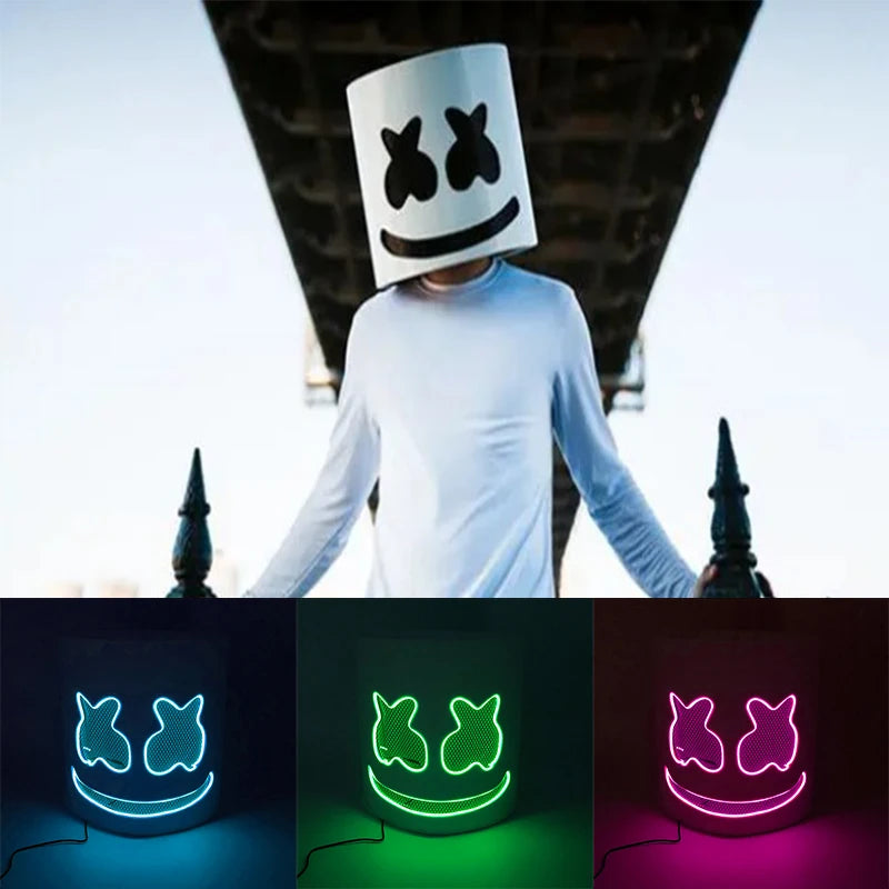 Masque LED Marshmallow pour soirée dansante DJ et déguisement 