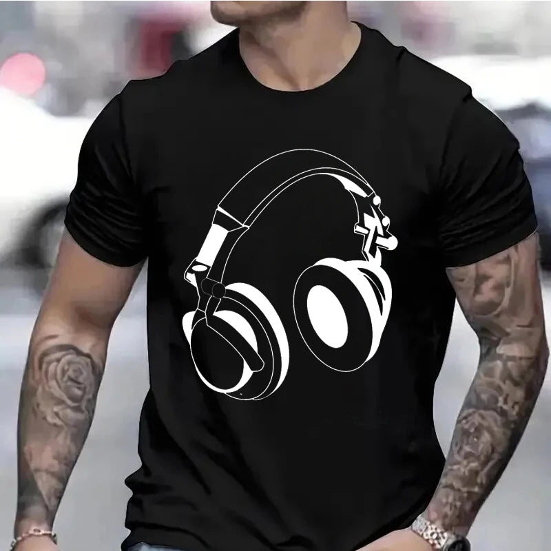 Mens T-Shirt Music DJ Graphic Tee Gift for Husband Clothing