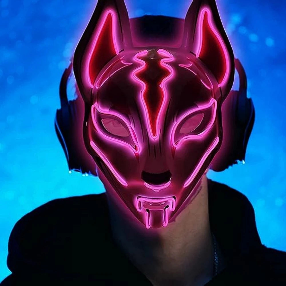 Light Up Fox LED Party Mask Halloween Cosplay Glowing Wolf Mask