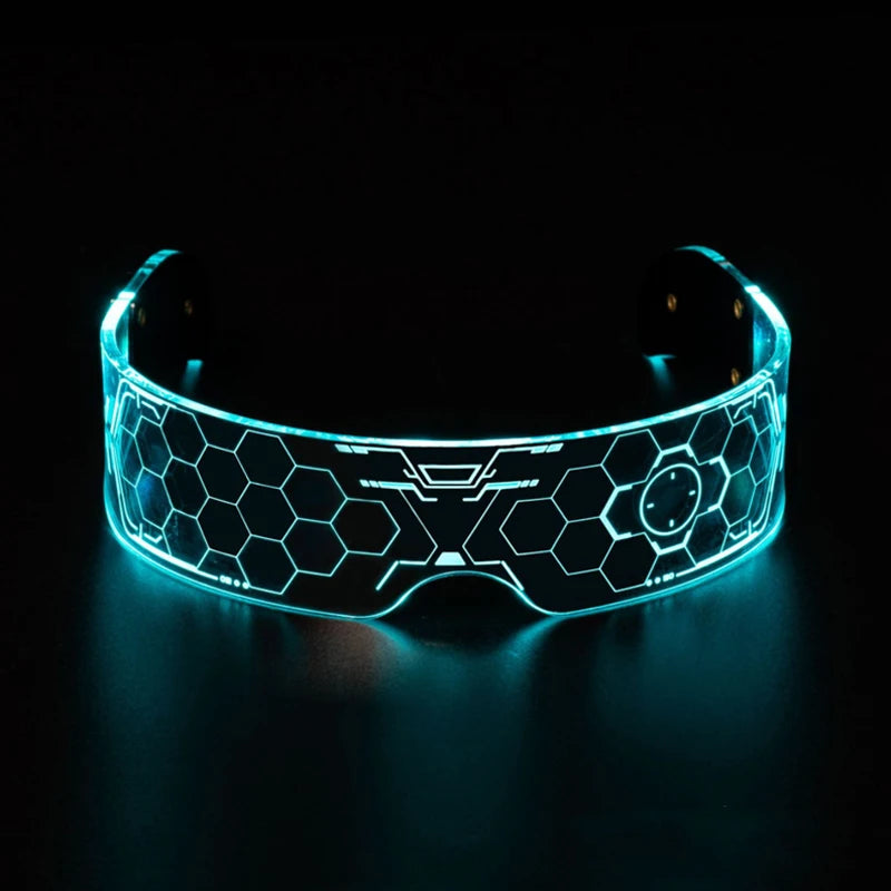 Lunettes LED cool Lunettes de soleil lumineuses Cyberpunk flash Lunettes de fête Rave Masque néon Jouets Concert vocal Lunettes décoratives DJ 