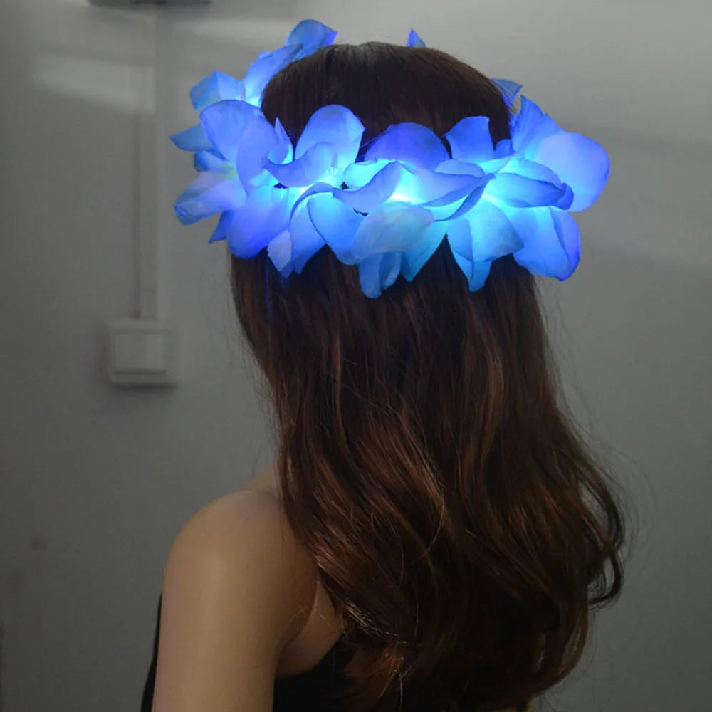 Festival Flower Crown Light-Up Hawaiian Lei Headband Wreath