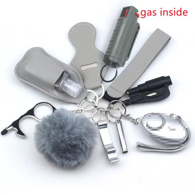 11pcs Self-Defense Keychain Set Multi-Function Keyring