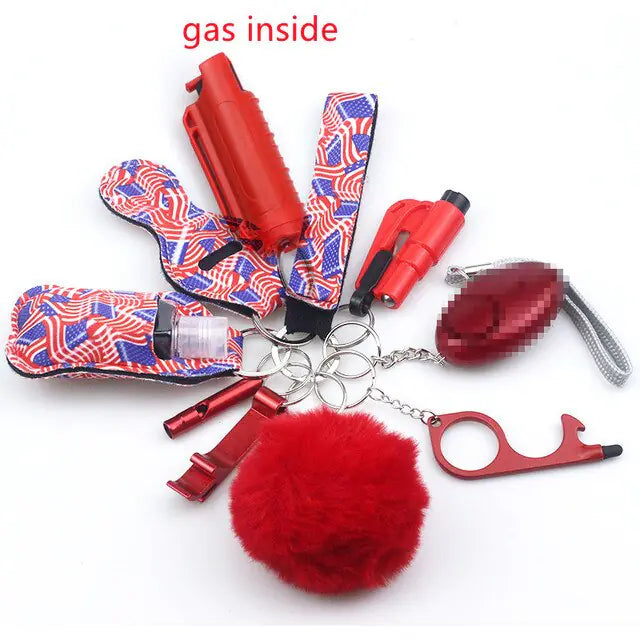 11pcs Self-Defense Keychain Set Multi-Function Keyring