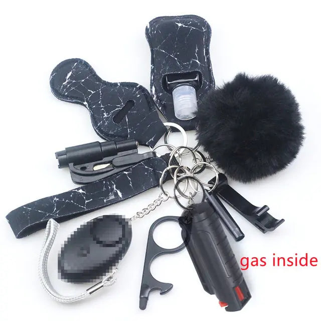 11pcs Self-Defense Keychain Set Multi-Function Keyring