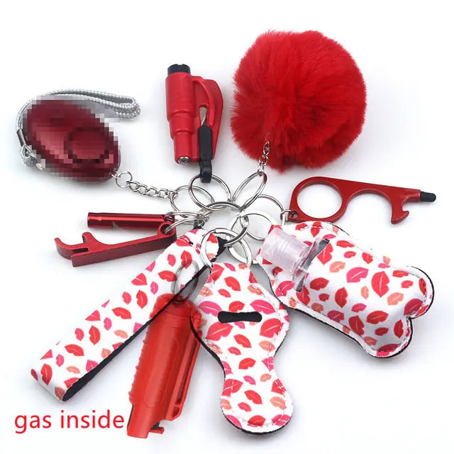 11pcs Self-Defense Keychain Set Multi-Function Keyring