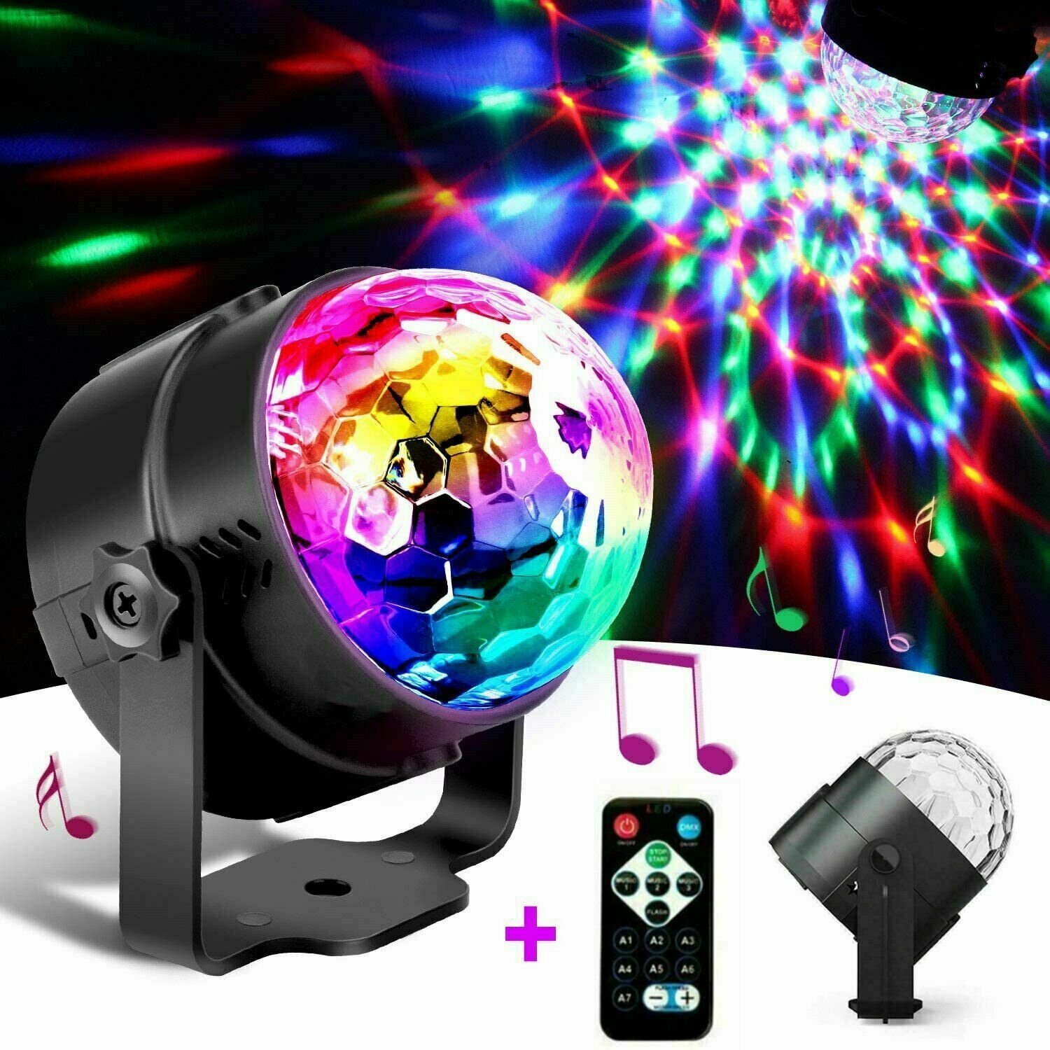 Disco Party Lights Strobe LED DJ Ball Sound Activated Bulb Dance Lamp Decoration