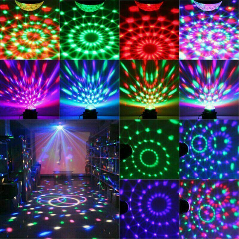 Luces de fiesta de discoteca, luz estroboscópica LED, bola de DJ, bombilla activada por sonido, lámpara de baile, decoración