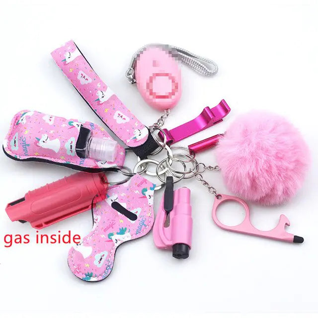 11pcs Self-Defense Keychain Set Multi-Function Keyring