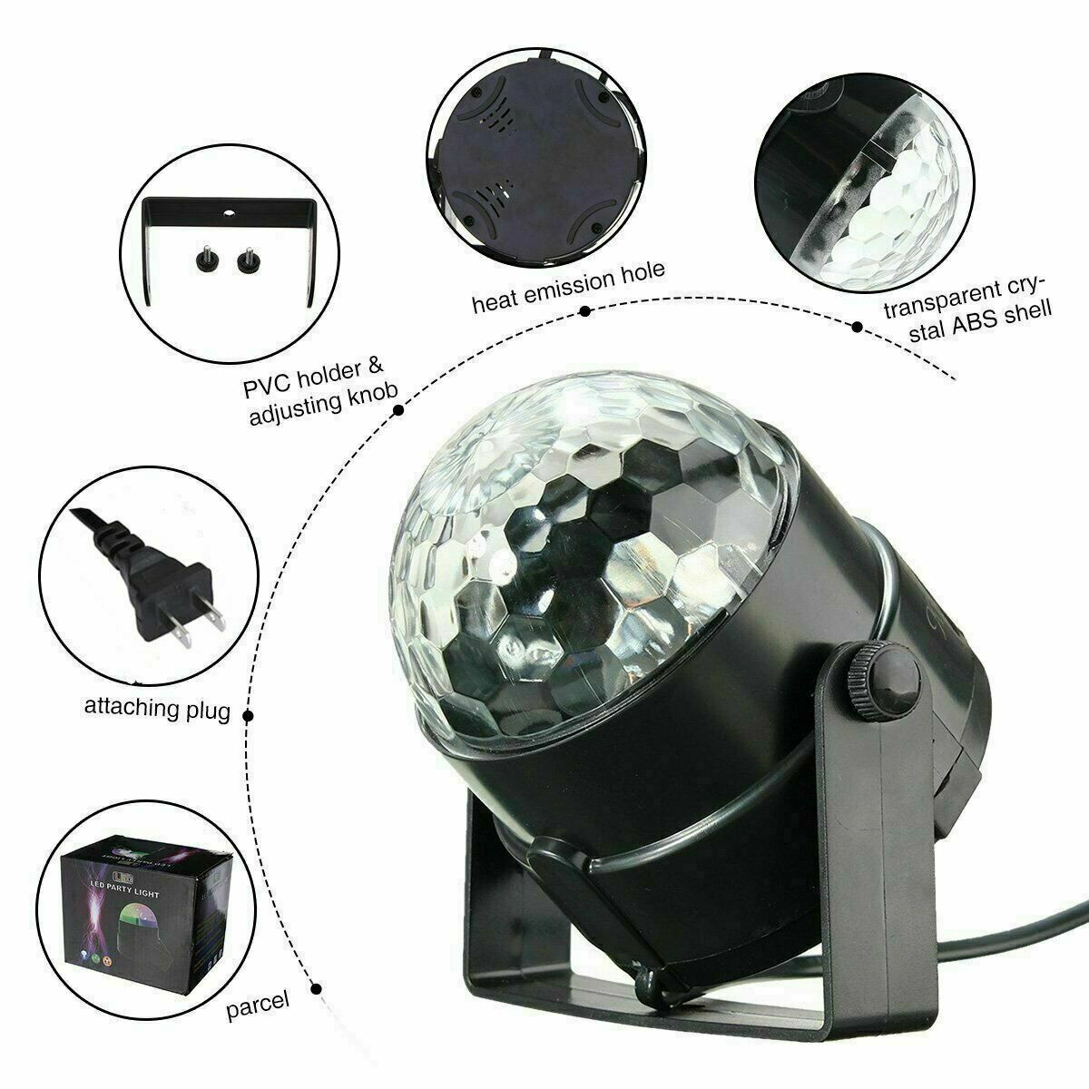 Lumières de fête disco stroboscopiques LED DJ Ball Ampoule activée par le son Lampe de danse Décoration