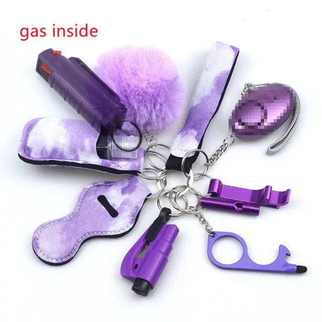 11pcs Self-Defense Keychain Set Multi-Function Keyring