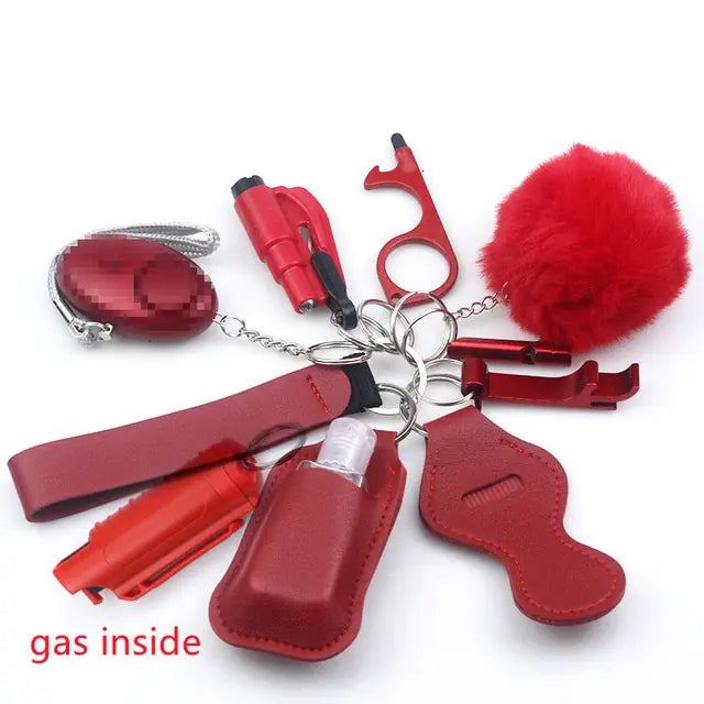 11pcs Self-Defense Keychain Set Multi-Function Keyring