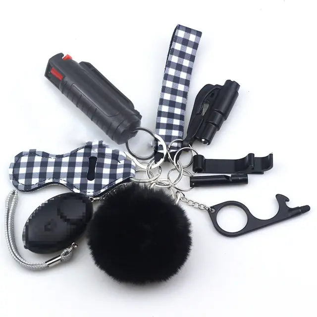 11pcs Self-Defense Keychain Set Multi-Function Keyring