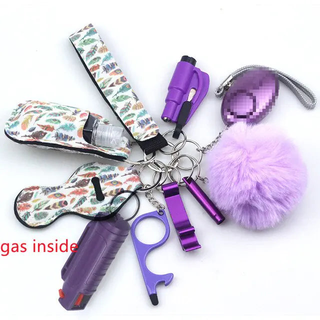 11pcs Self-Defense Keychain Set Multi-Function Keyring