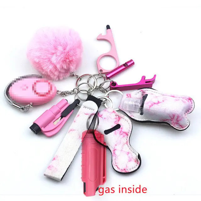 11pcs Self-Defense Keychain Set Multi-Function Keyring