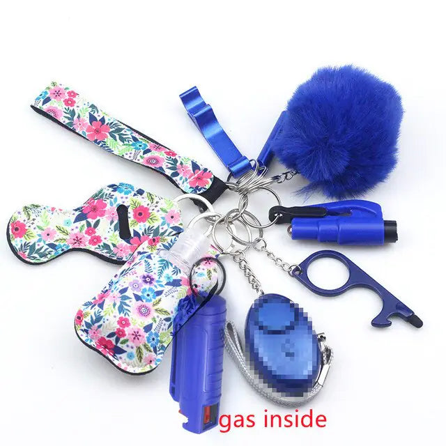 11pcs Self-Defense Keychain Set Multi-Function Keyring