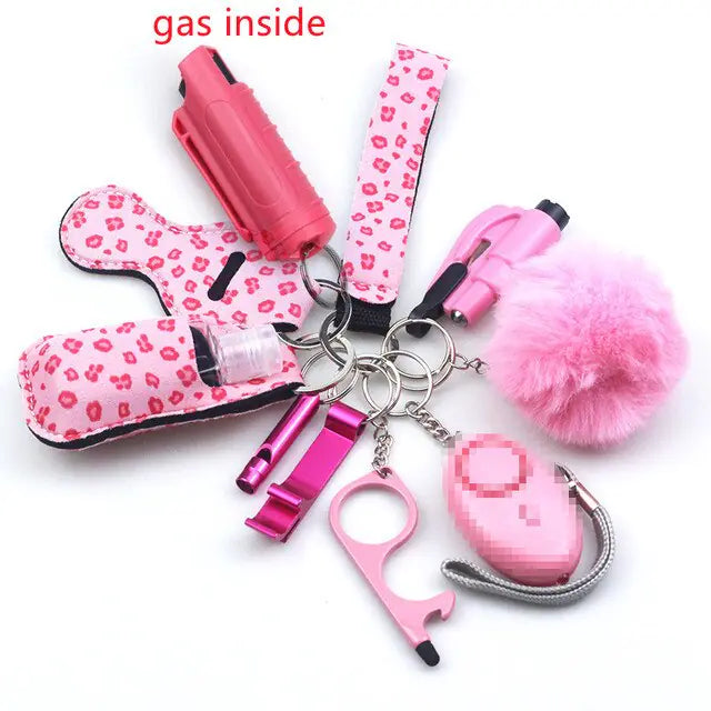 11pcs Self-Defense Keychain Set Multi-Function Keyring